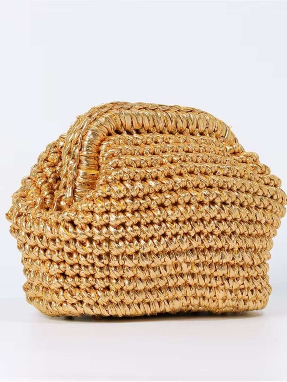 Gold Woven Top-Handle Women’s Bag - Picture 2 of 14